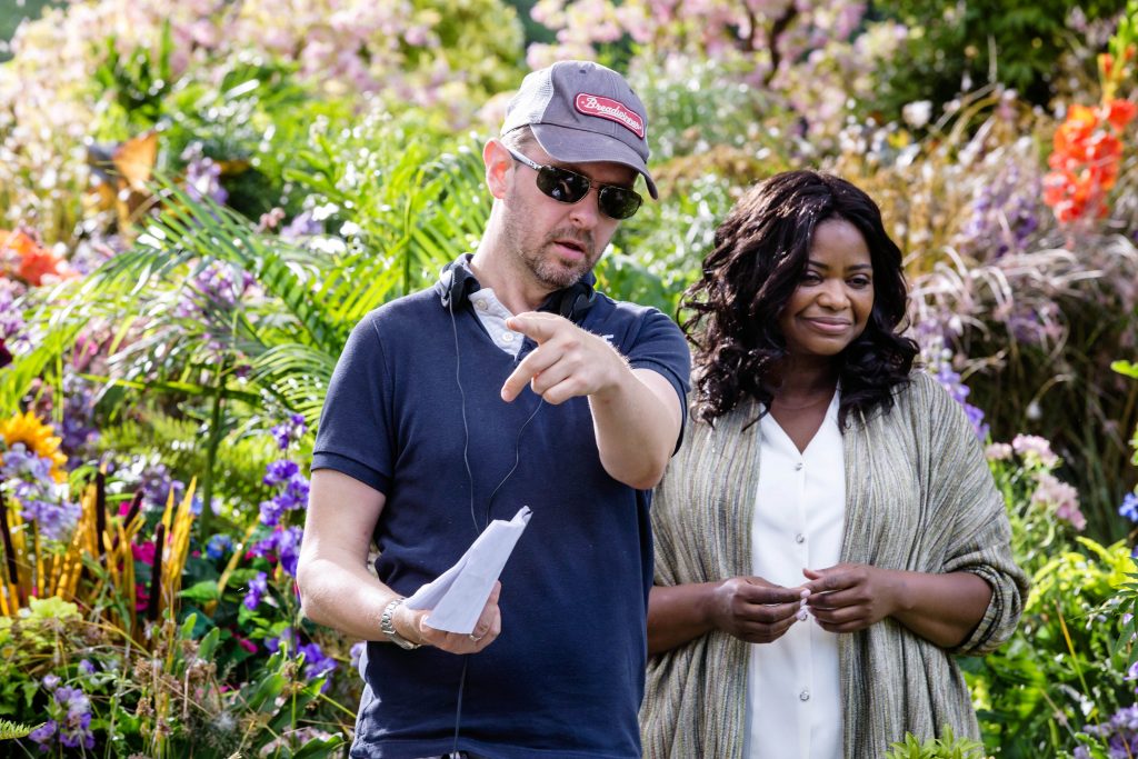 Director Stuart Hazeldine with Octavia Spencer (Papa), whilst shooting The Shack. Photo Supplied.