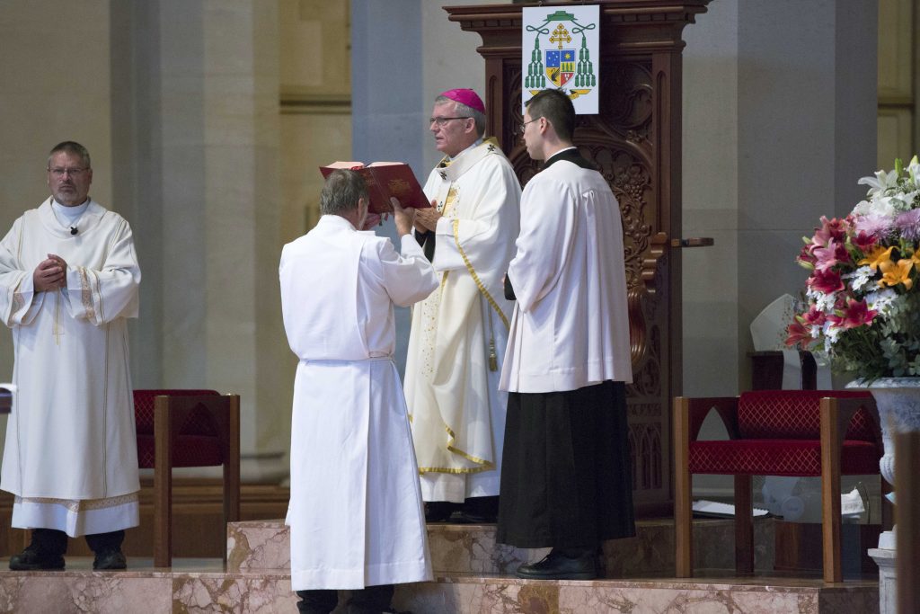 A Mass for Catholic Education WA (CEWA)’s Board Chair Conference was celebrated by Archbishop Timothy Costelloe and con-celebrated by Auxiliary Bishop Don Sproxton, and held at St Mary’s Cathedral on 19 May. Photo: Ron Tan.