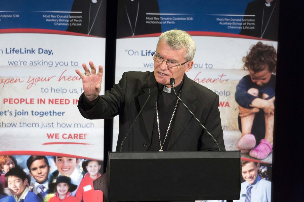 Perth Archbishop Timothy Costelloe referred to the words of Saint Mary Mackillop in his speech for the 2017 LifeLink Day Launch for Primary Schools, who said, ‘never see a need without doing something about it’. Photo: Ron Tan.