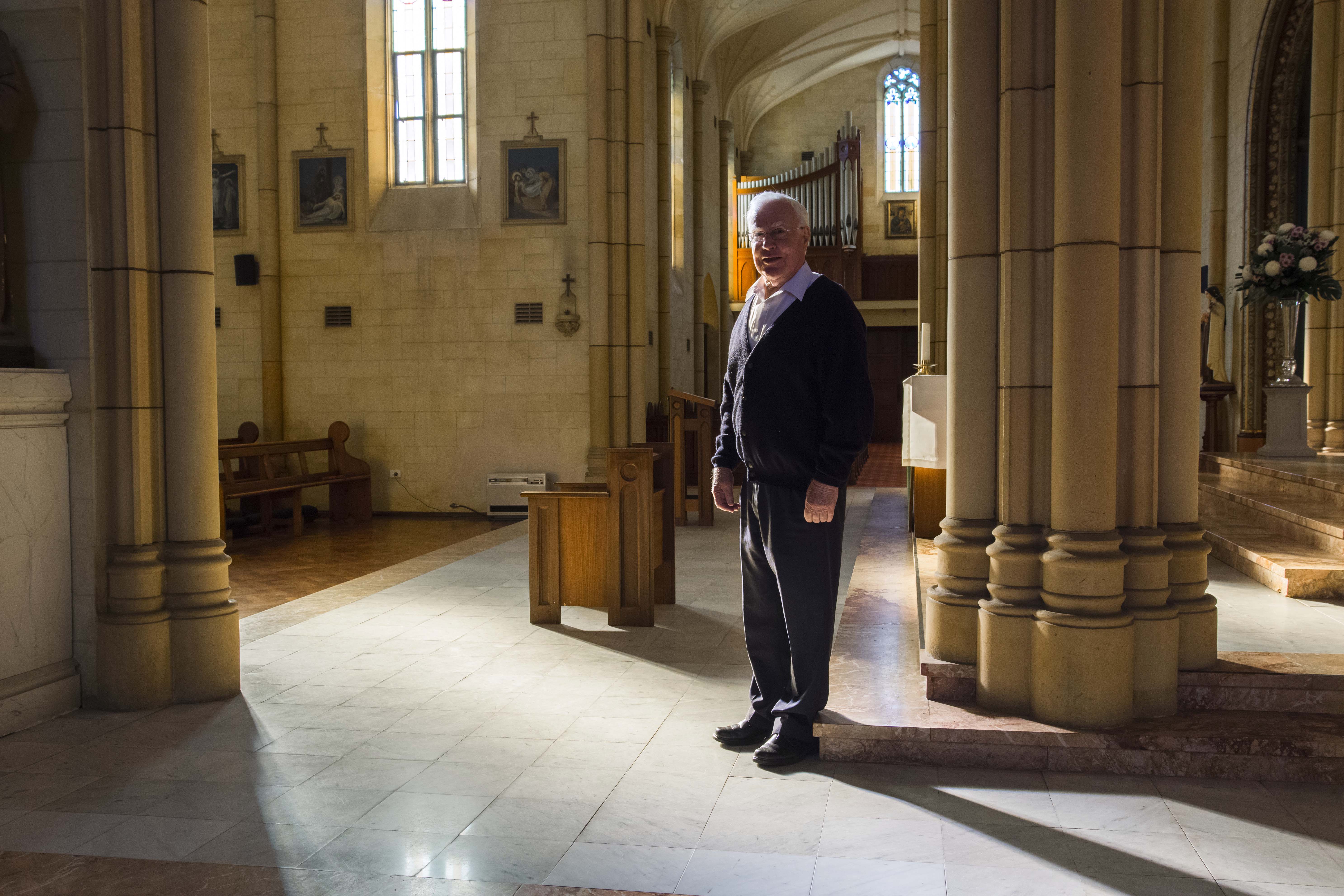 Fr Vincent Conroy at St Michael the Archangel Chapel, where he celebrated his 50th anniversary of ordination. Photo: Caroline Smith.