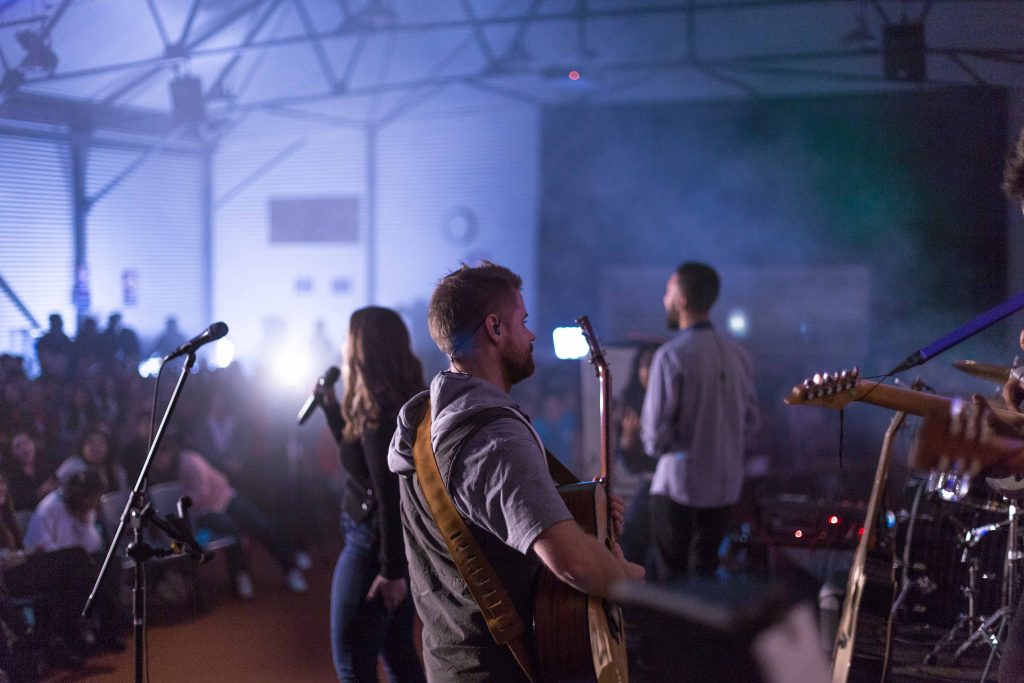 The Ignite Live Band was present to accompany Fr Rob in praising God through song on the night. Photo: F.I.O Photography.