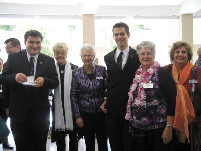 Catholic Women’s League members Georgie Bruce-Smith, Anne Power, Jan Hynes and Lil Scantlebury with St Charles’ seminarians. 