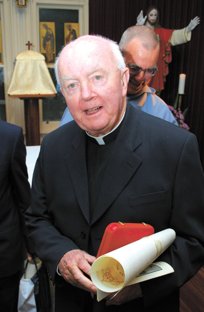 Fr Finbarr Walsh, the former parish priest at Our Lady of Lourdes Parish in Rockingham after being awarded the papal medal Pro Pontifice et Ecclesiae (for service to the Pope and the Church). 