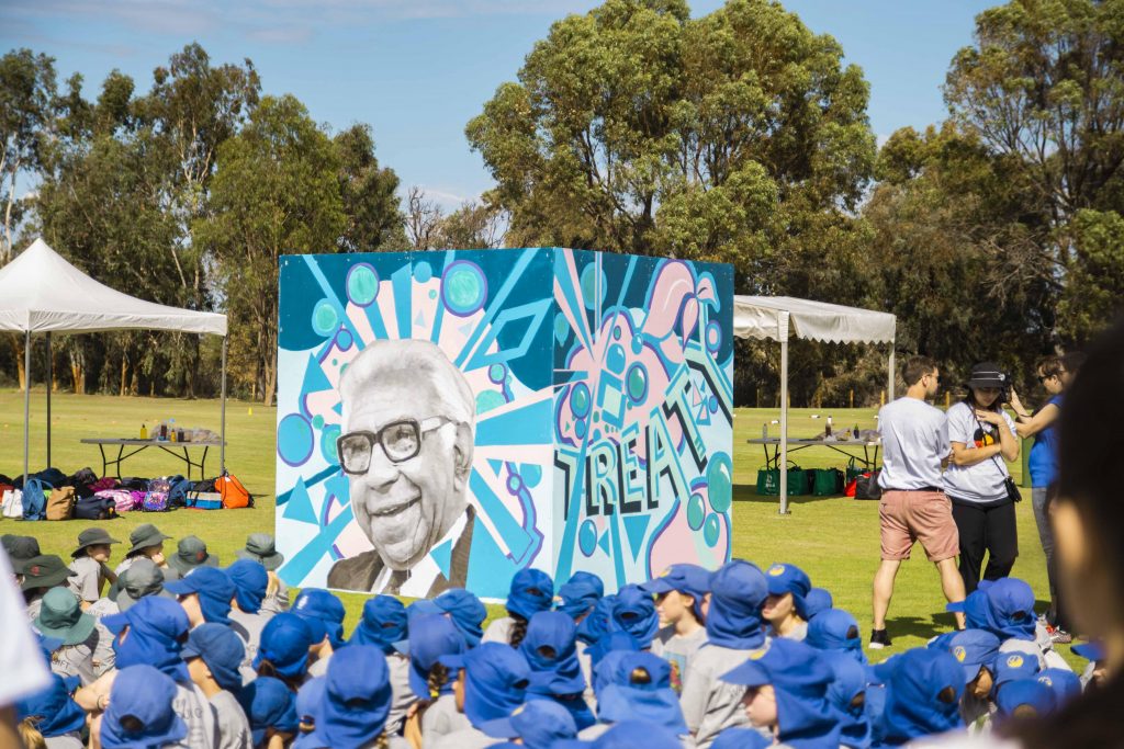 West Coast Eagles Aboriginal Liaison, Phil Narkle, addressed the students on the school oval. Photo: Olivia Bunter.