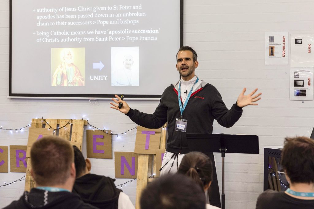 Deacon Chris de Sousa CRS imparted his knowledge as the first keynote speaker on the evening of 12 April. Photo: Matthew Lau.