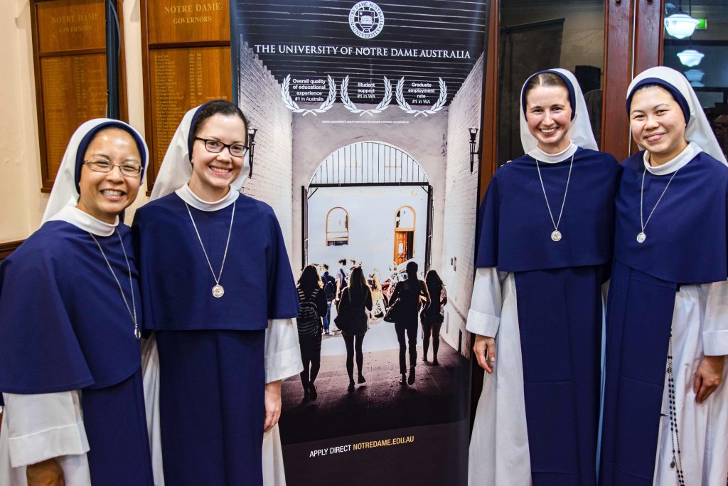 Sisters Antoniana Maria, Zelie Maria Louis, Mary Grace, and Jeanne Marie of the Sisters of Life. Photo: Eric Martin.